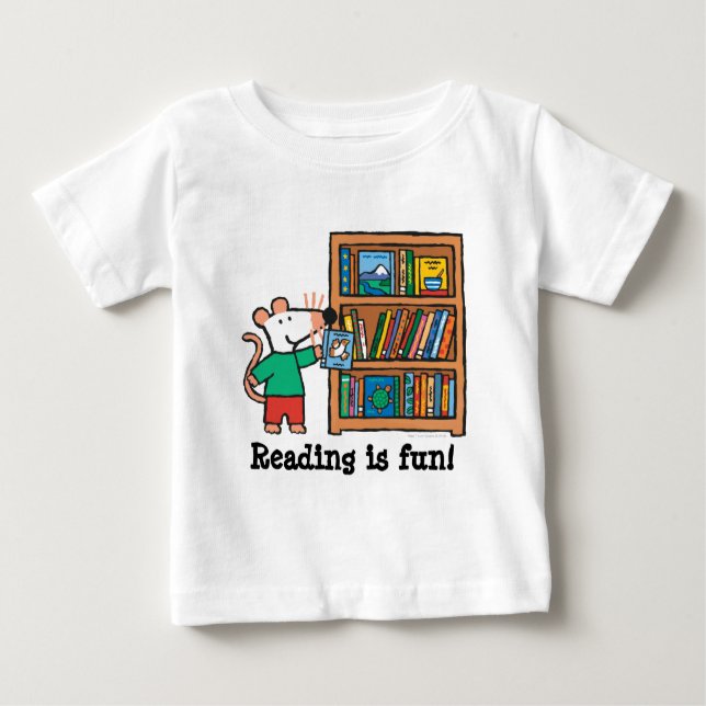 Camiseta De Bebé Maisy y una biblioteca de libros (Anverso)