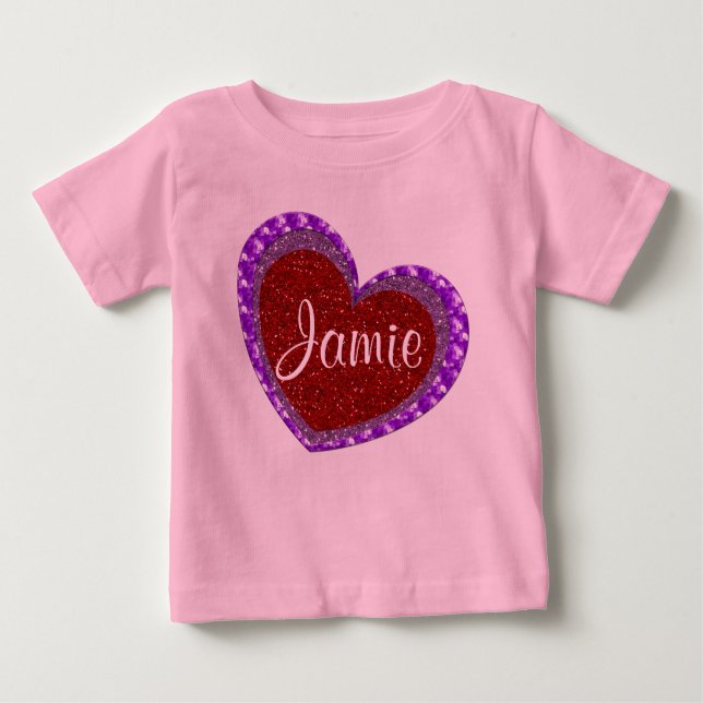 Camiseta De Bebé Maldición Purpurina Rojo y Purple Heart Toddler Sw (Anverso)