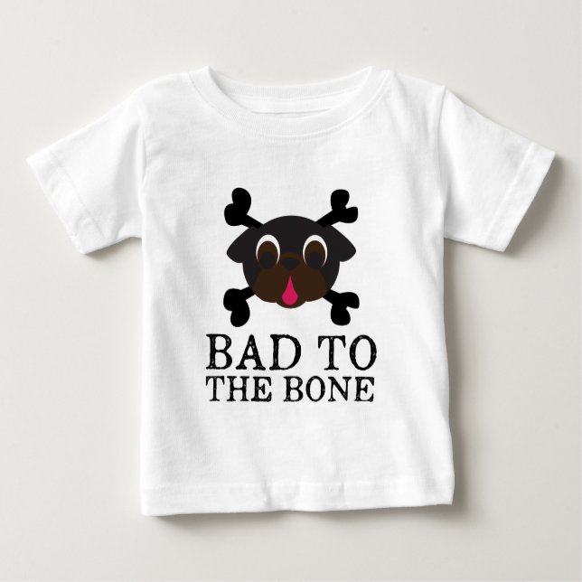 Camiseta De Bebé Malo Para El Bone Black Pug Bodysuit Con Tutu (Anverso)