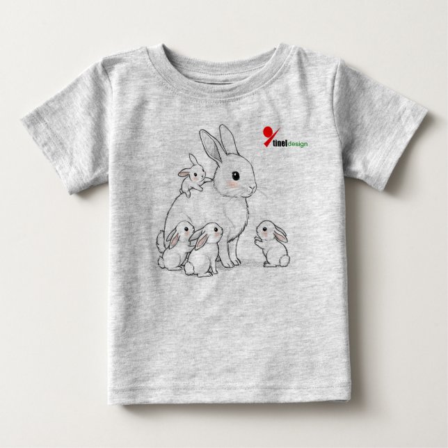 Camiseta De Bebé Mama Bunny & Babies Baby T-Shirt (Anverso)