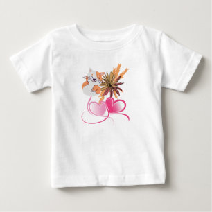 Camiseta De Bebé Mamá Gata Caprichosa Diseño de Corazones Florales 