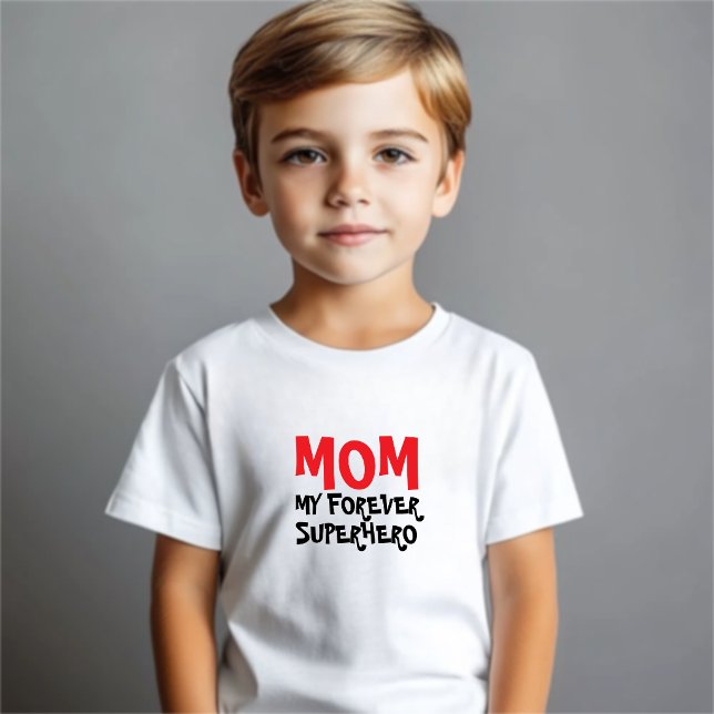 Camiseta De Bebé Mamá Mi Superhéroe Forever rojo negro (Subido por el creador)