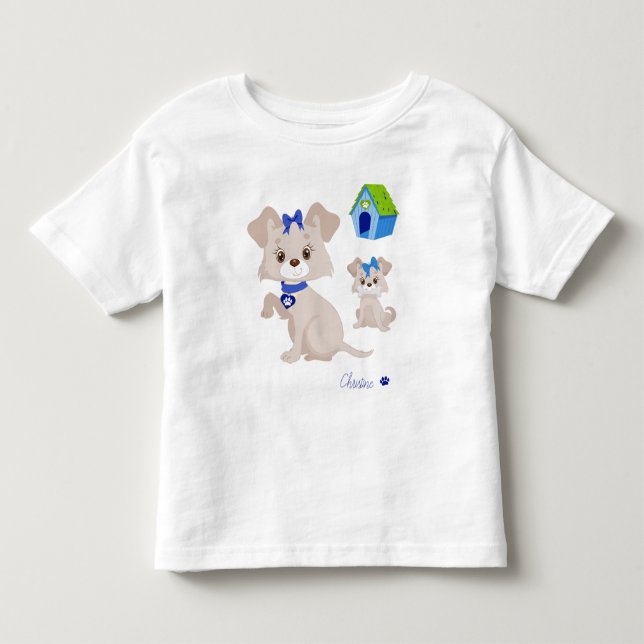 Camiseta De Bebé Mamá Perrita Adorable con Cachorro (Anverso)
