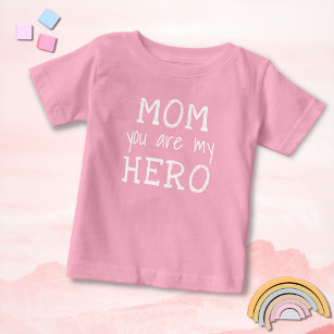 Camiseta De Bebé Mamá rosa eres mi héroe de tipografía Día de la Ma
