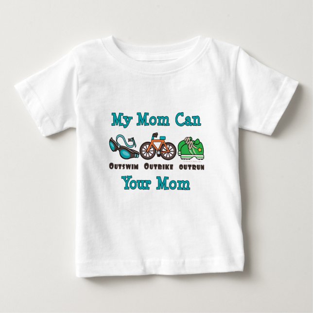 Camiseta De Bebé Mamá supera a la bicicleta al aire libre Triatlón  (Anverso)