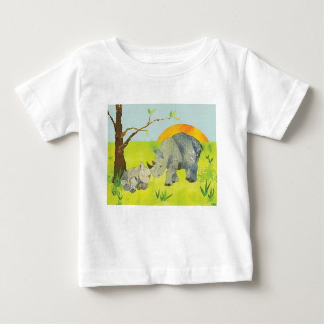 Camiseta De Bebé Mamá y bebé rinocerontes (Anverso)