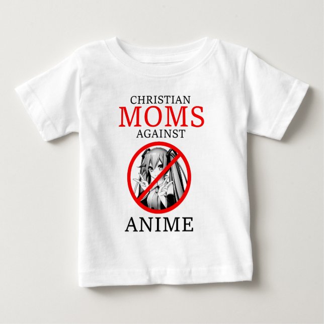 Camiseta De Bebé Mamás cristianas contra meme cómico anime (Anverso)