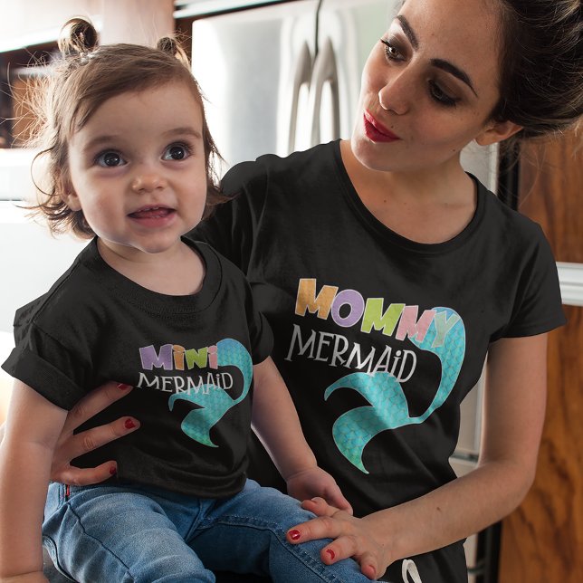 Camiseta De Bebé Mami y mini sirena que coinciden con padre de niño (Subido por el creador)