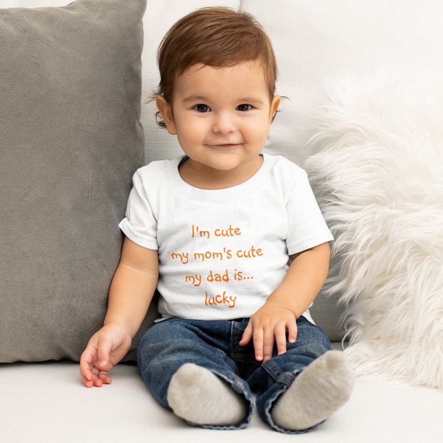 Camiseta De Bebé Mamis Lindos Papá Afortunado Niños Divertidos Niño (Moms Cute Dad Lucky Funny Kids Boy Girl Toddler Baby T-Shirt)