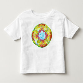Camiseta De Bebé Mandala, amarillo Mandala pintada a mano redonda