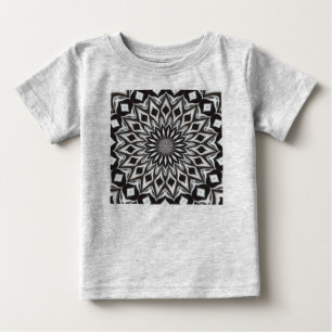 Camiseta De Bebé Mándala Decorativo Blanco y Negro
