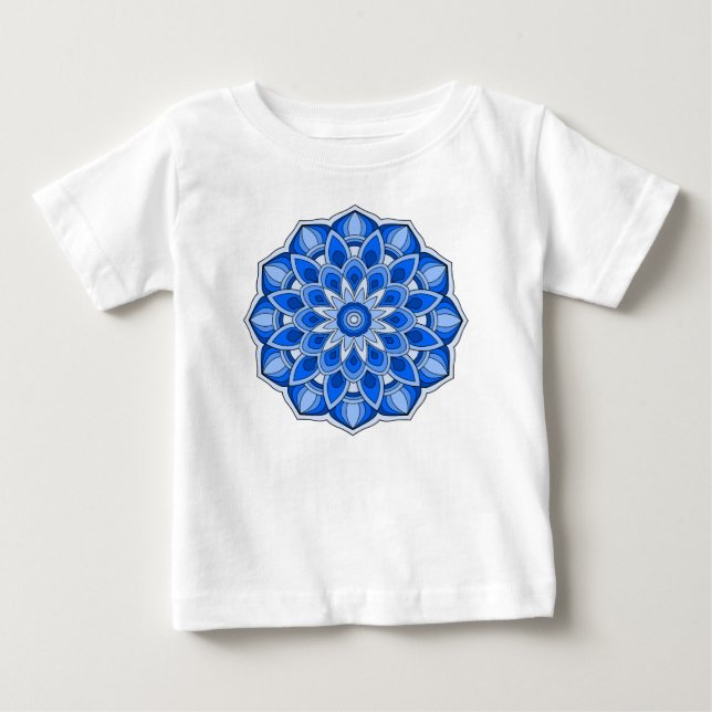 Camiseta De Bebé Mándala en azul (Anverso)