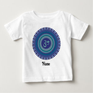 Camiseta De Bebé Mandala espiritual Om Purple Aqua Blue Personaliza