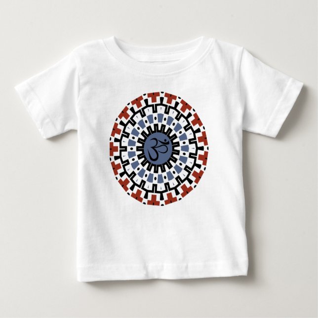 Camiseta De Bebé Mandala espiritual Yoga Om Azul Rust Kaleidoscope (Anverso)