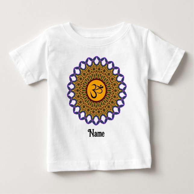 Camiseta De Bebé Mandala espiritual Yoga Om Peacock Personalizado (Anverso)