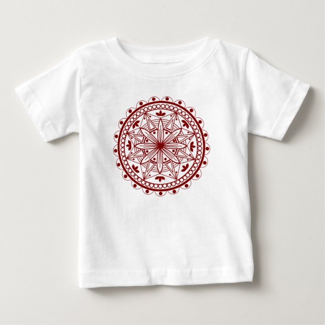 Camiseta De Bebé Mandala roja profunda simple (Anverso)