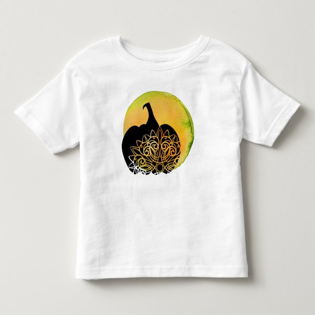 Camiseta De Bebé Mandala talló calabaza con luna de otoño (Anverso)