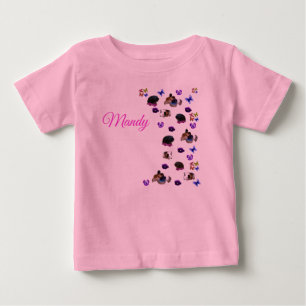 Camiseta De Bebé Mandy, nombre, con conejillos de indias y pensamie