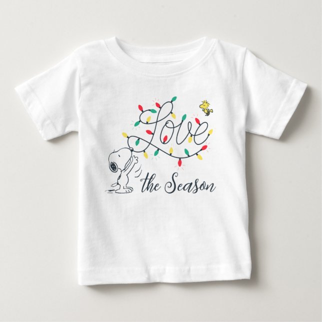 Camiseta De Bebé Maní | Decoración de vacaciones Snoopy & Woodstock (Anverso)