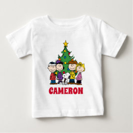 Camiseta De Bebé Maní | La pandilla alrededor del árbol de Navidad