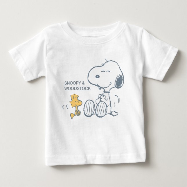 Camiseta De Bebé Maní | Snoopy & Woodstock Happy (Anverso)