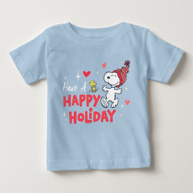 Camiseta De Bebé Maní | Vacaciones felices de Snoopy & Woodstock (Anverso)