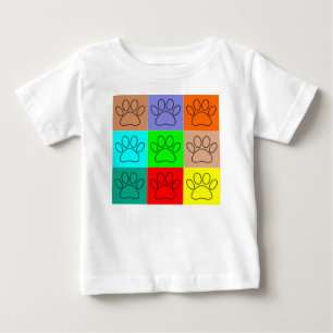 Camiseta De Bebé Manitas De Cachorro En Cuadrados
