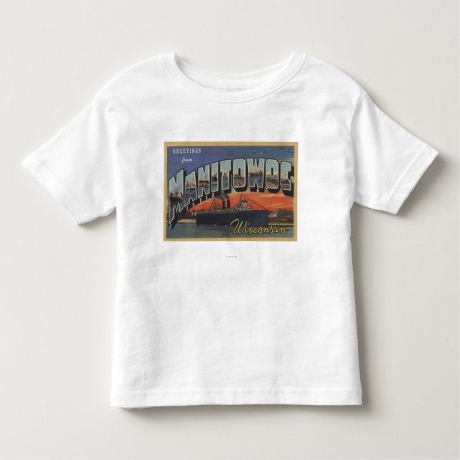 Camiseta De Bebé Manitowoc, Wisconsin - escenas grandes de la letra (Anverso)