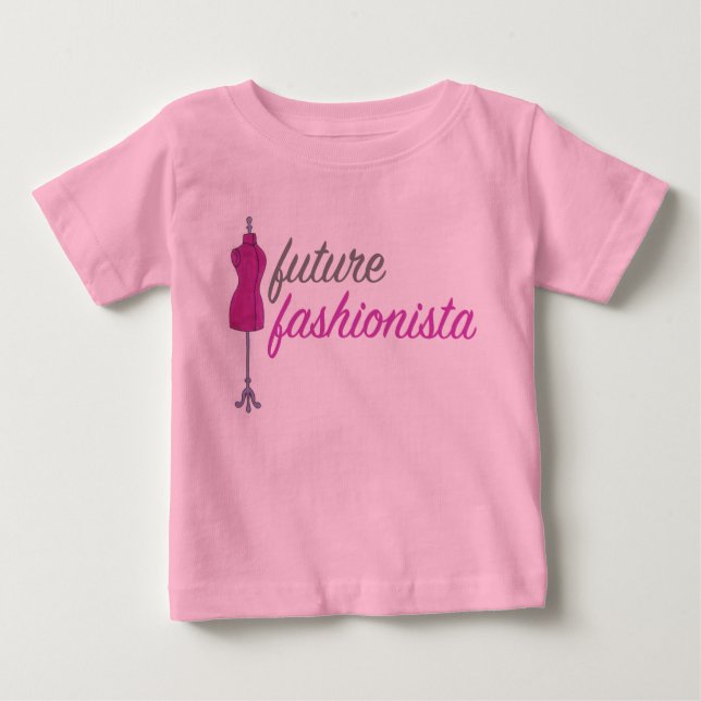 Camiseta De Bebé Mannequina de Moda Rosa Fashionista Futura (Anverso)