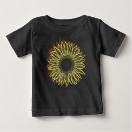 Camiseta De Bebé Mano de luz floral de girasol rústico