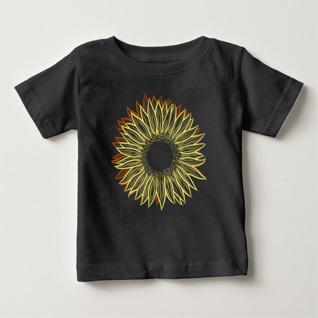 Camiseta De Bebé Mano de luz floral de girasol rústico (Anverso)