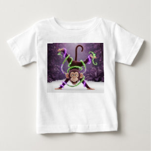 Camiseta De Bebé Mano de mono animada en 3D juguetona con brillo ne