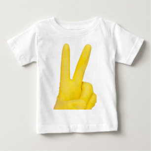 Camiseta De Bebé Mano en guante de látex amarillo