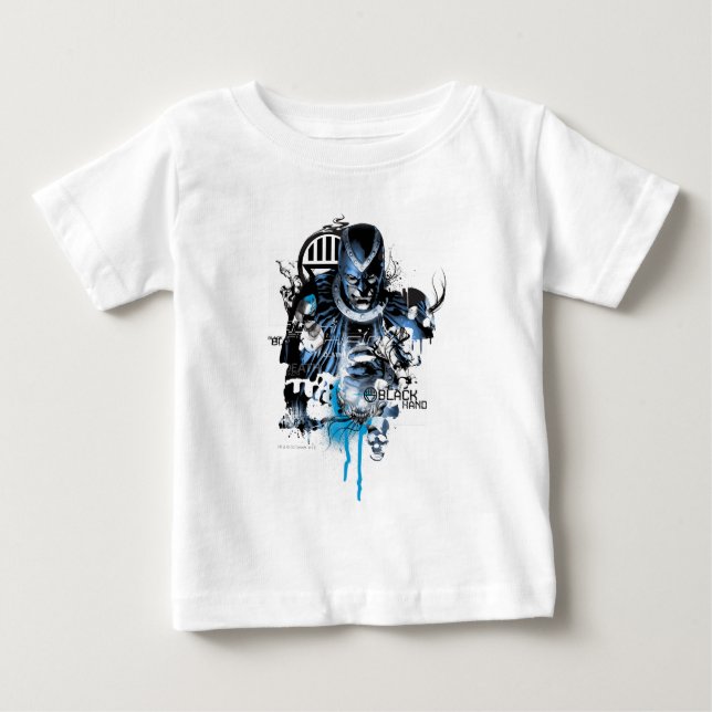 Camiseta De Bebé Mano negra - Collage azul (Anverso)
