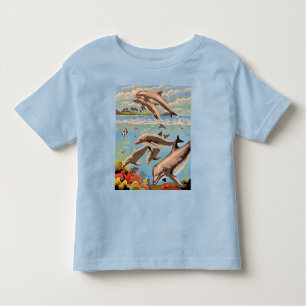 Camiseta De Bebé Mano Pintada Por Número   Delfines lúdicos  