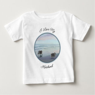 Camiseta De Bebé Manos en la pintura de perro en la costa