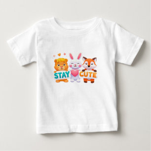 Camiseta De Bebé Mantén Brillante y Lindo, ilustración de animales 