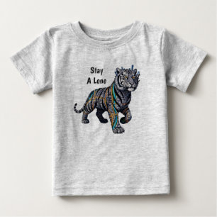 Camiseta De Bebé Mantén un León Tribal Adornado Gris Bebé Tee