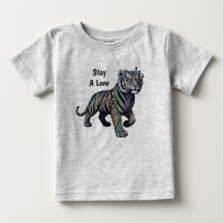 Camiseta De Bebé Mantén un León Tribal Adornado Gris Bebé Tee