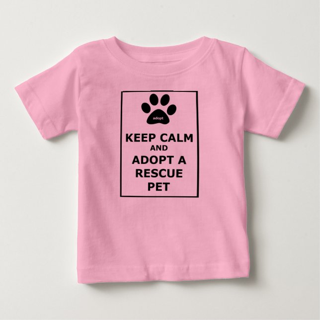 Camiseta De Bebé Mantener la calma y adoptar un Mascota de rescate (Anverso)