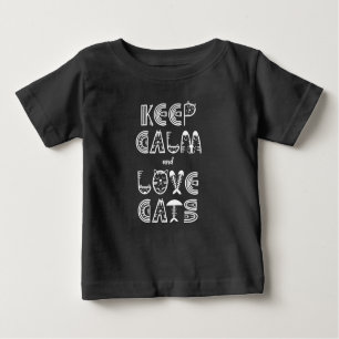 Camiseta De Bebé Mantener la calma y amar a los gatos Niños Negros 