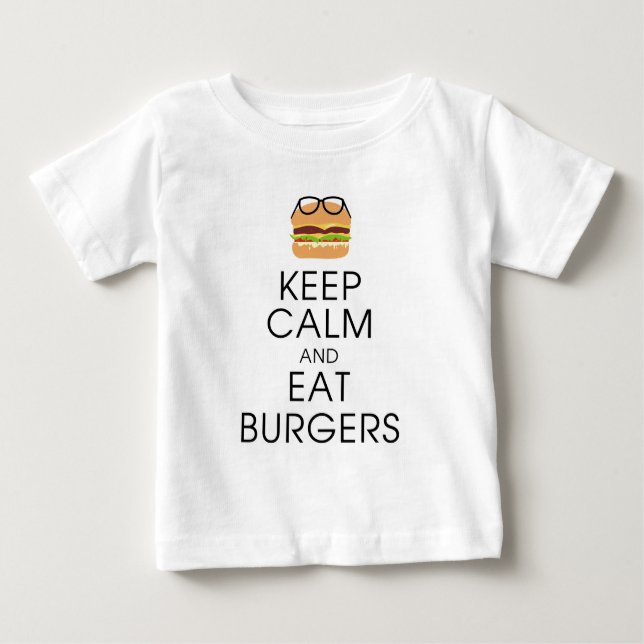 Camiseta De Bebé Mantener La Calma Y Comer Hamburguesas (Anverso)