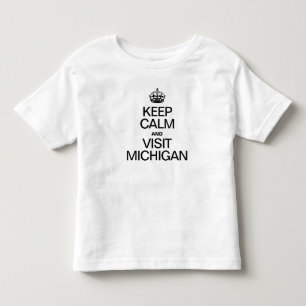 CAMISETA DE BEBÉ MANTENER LA CALMA Y VISITAR MICHIGAN