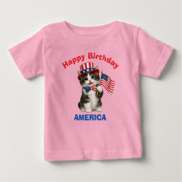 Camiseta De Bebé Manx Kitten (1m) Patriotic Kid T-Shirt