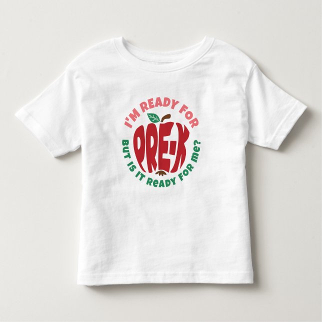 Camiseta De Bebé Manzana Roja Rosa Divertida Lista para Pre-K (Anverso)