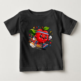 Camiseta De Bebé Manzana Roja Super Corriendo Mascota de Fitness de