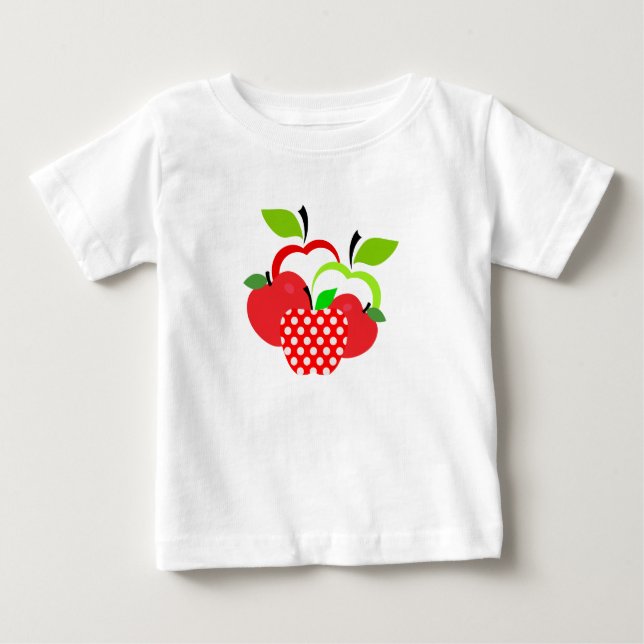 Camiseta De Bebé Manzanas rojas y verdes (Anverso)