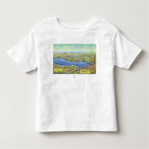 Camiseta De Bebé Mapa aéreo del lago y de ciudades circundantes