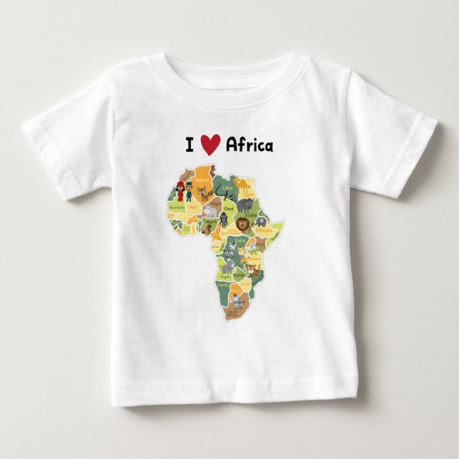 Camiseta De Bebé Mapa africano del safari - corazón África de I - (Anverso)