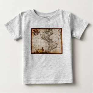 Camiseta De Bebé Mapa antiguo de Continente América